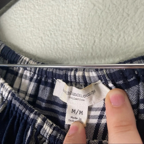 Plaid Tartan Blouse Off the Shoulder Size Medium Fall Spring BEACHLUNCHLOUNGE - Picture 5 of 11